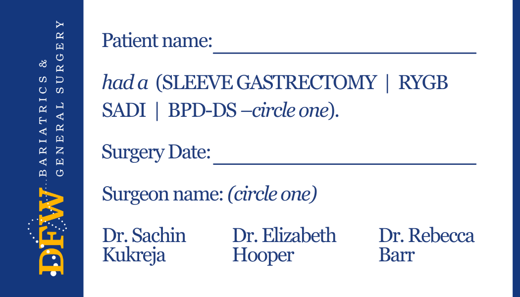 Patient Wallet Card