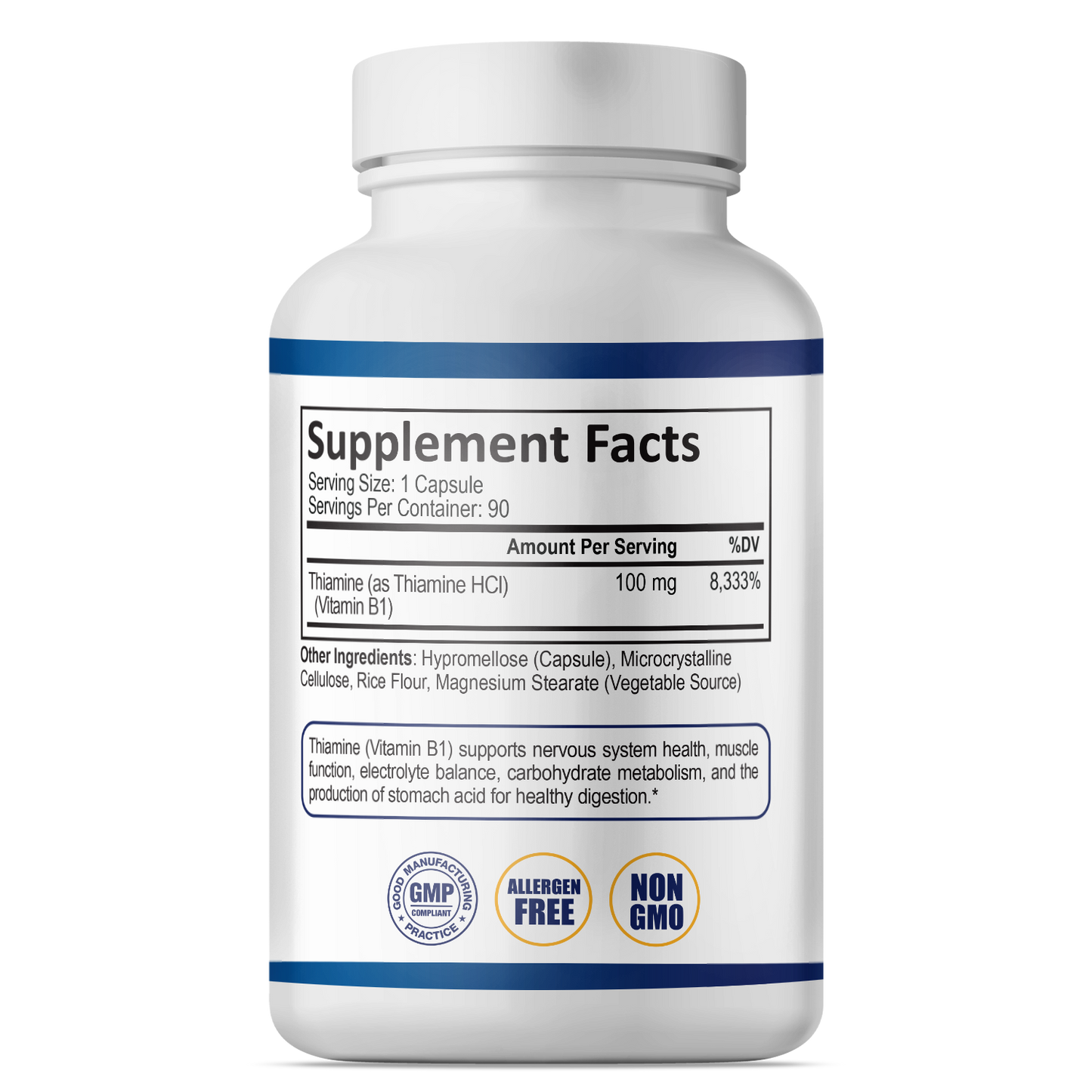 Thiamine (Vitamin B1) 100mg with Calcium and Phosphorus | 90 Day Supply