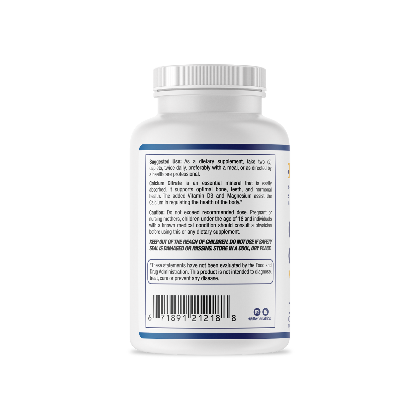 Calcium Citrate 500mg with Vitamin D Capsules | 30 day Supply