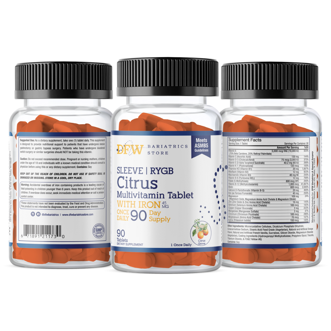 SLEEVE | RYGB Citrus Multivitamin Tablet with Iron | 90 Day Supply